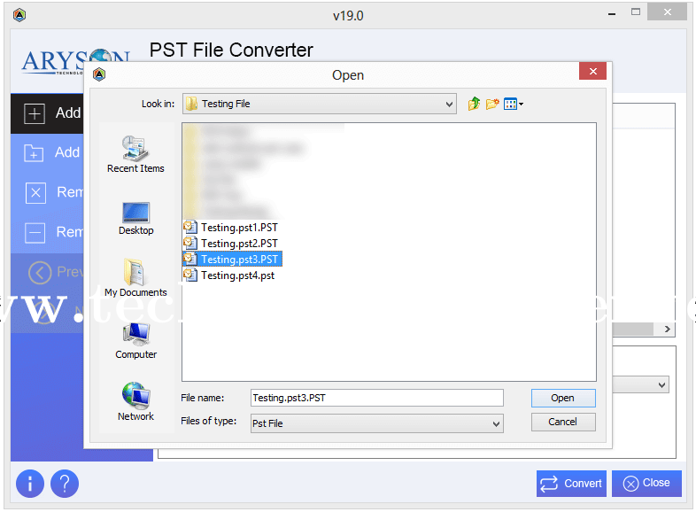 Aryson Outlook PST Coverter Screenshots